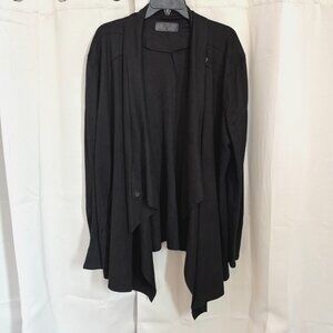 Blank Nyc Womens Cardigan XXL Black Faux Suede Moto Grunge Y2K Asymetrical 18363